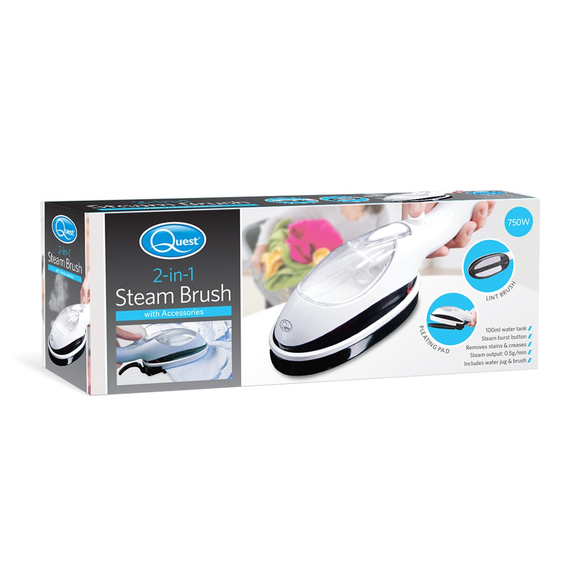 Quest compact handheld fabric steamer
