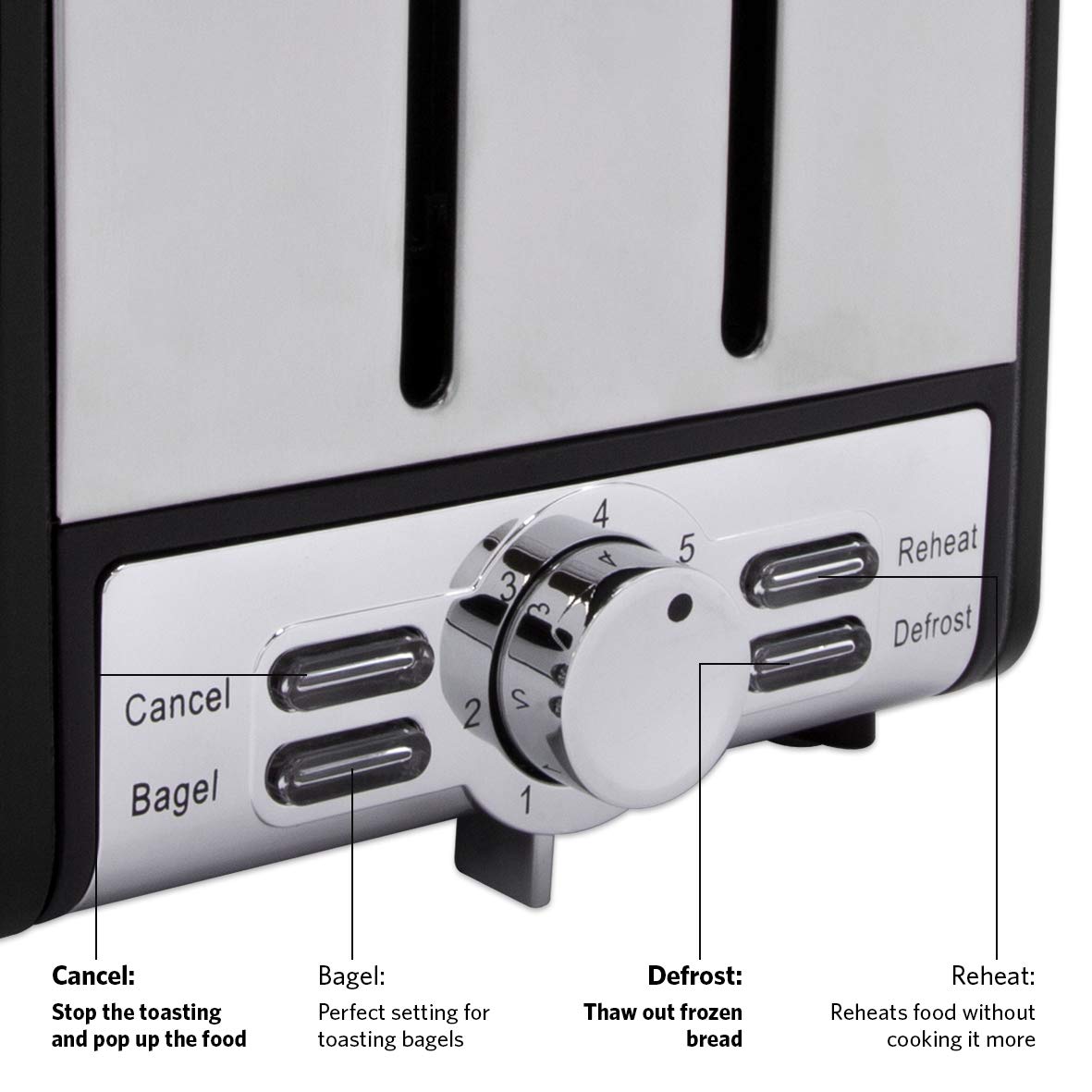 Quest stainless steel diamond-cut toaster