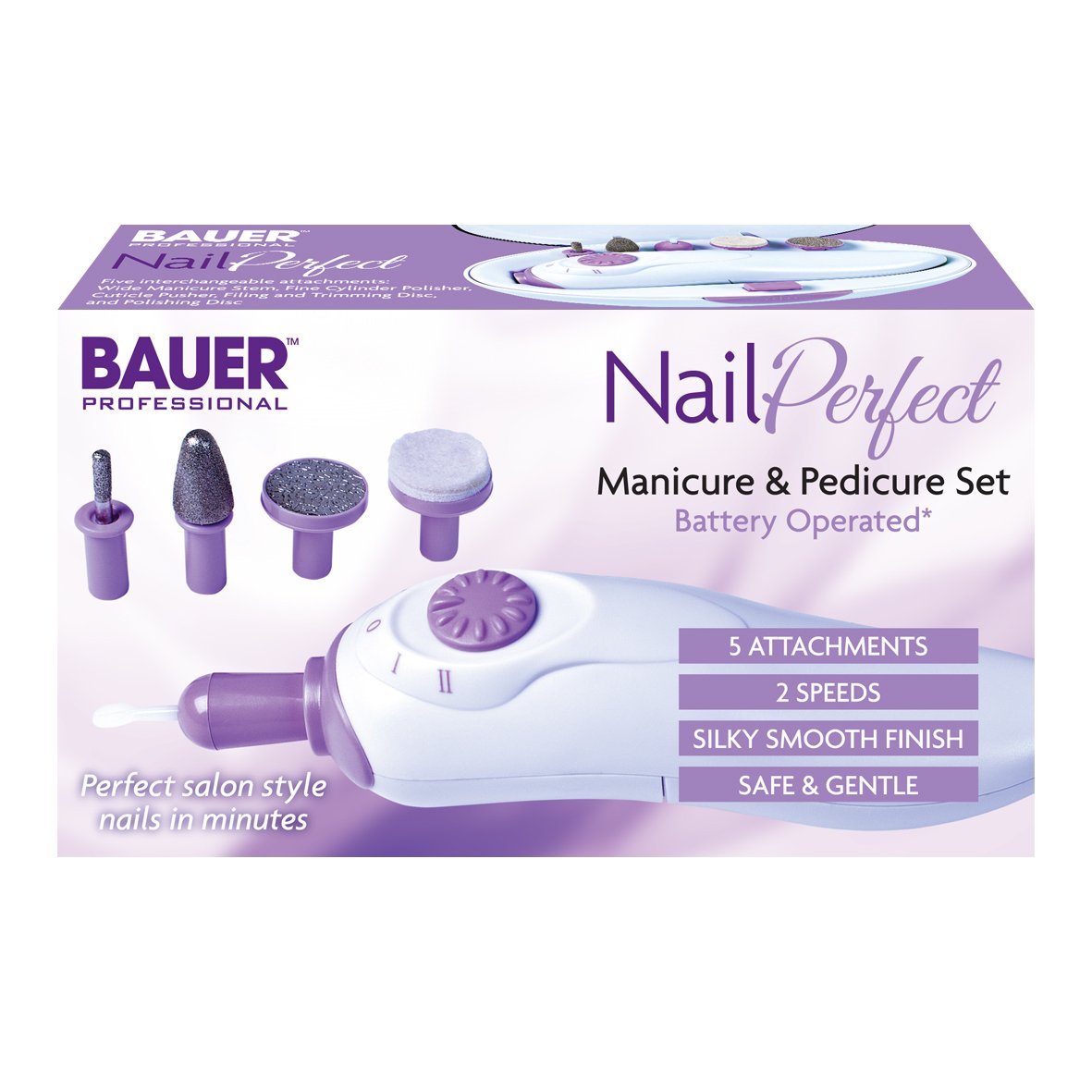 Bauer battery manicure and pedicure set with nail care tools