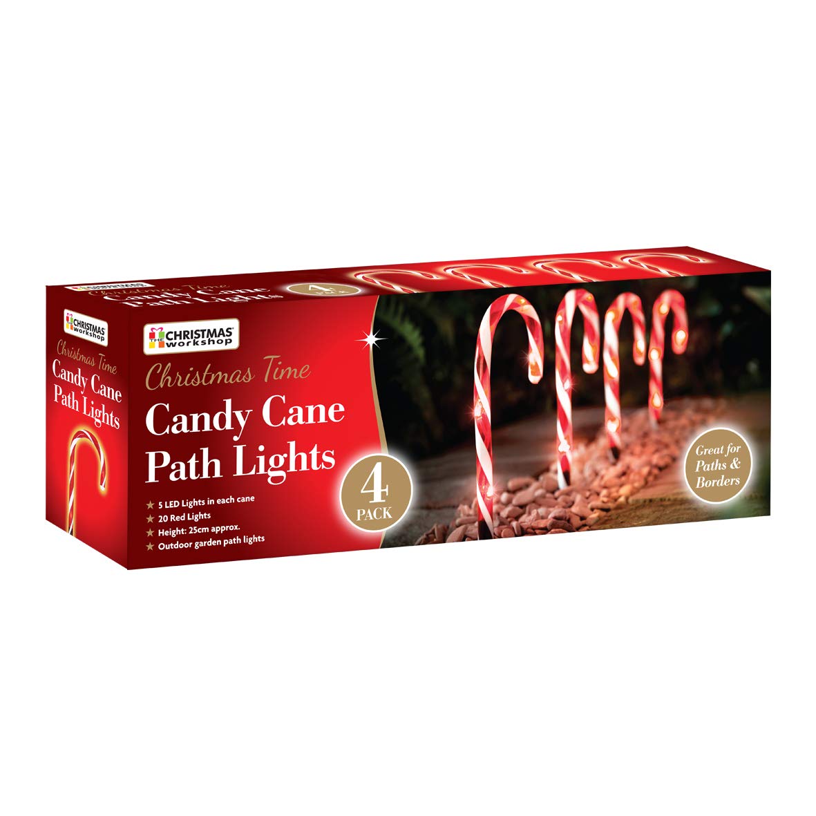 LED Christmas candy cane path lights for garden displays