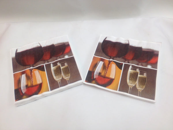 20 PAPER NAPKINS (33cm x 33cm) - WINE GLASSES