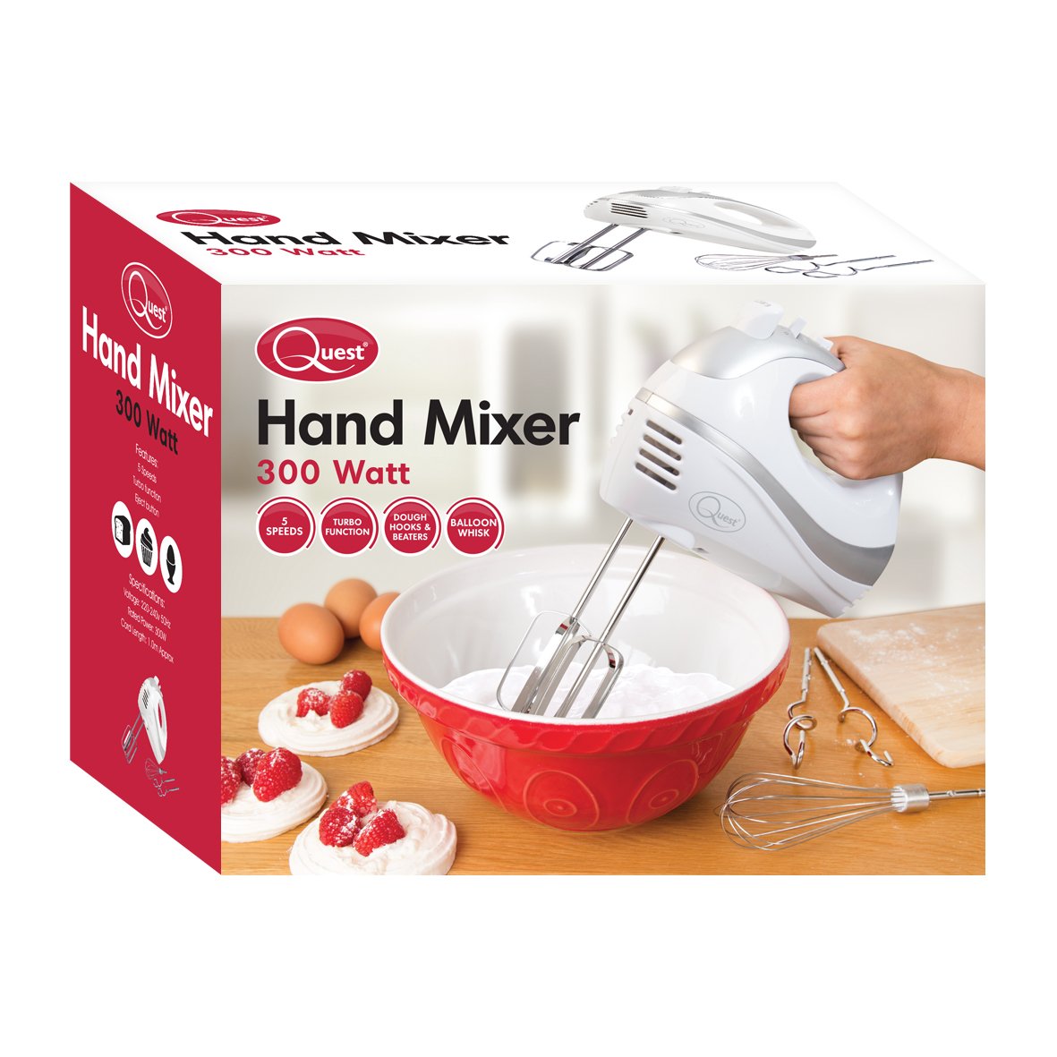 300W Quest electric hand mixer with turbo function