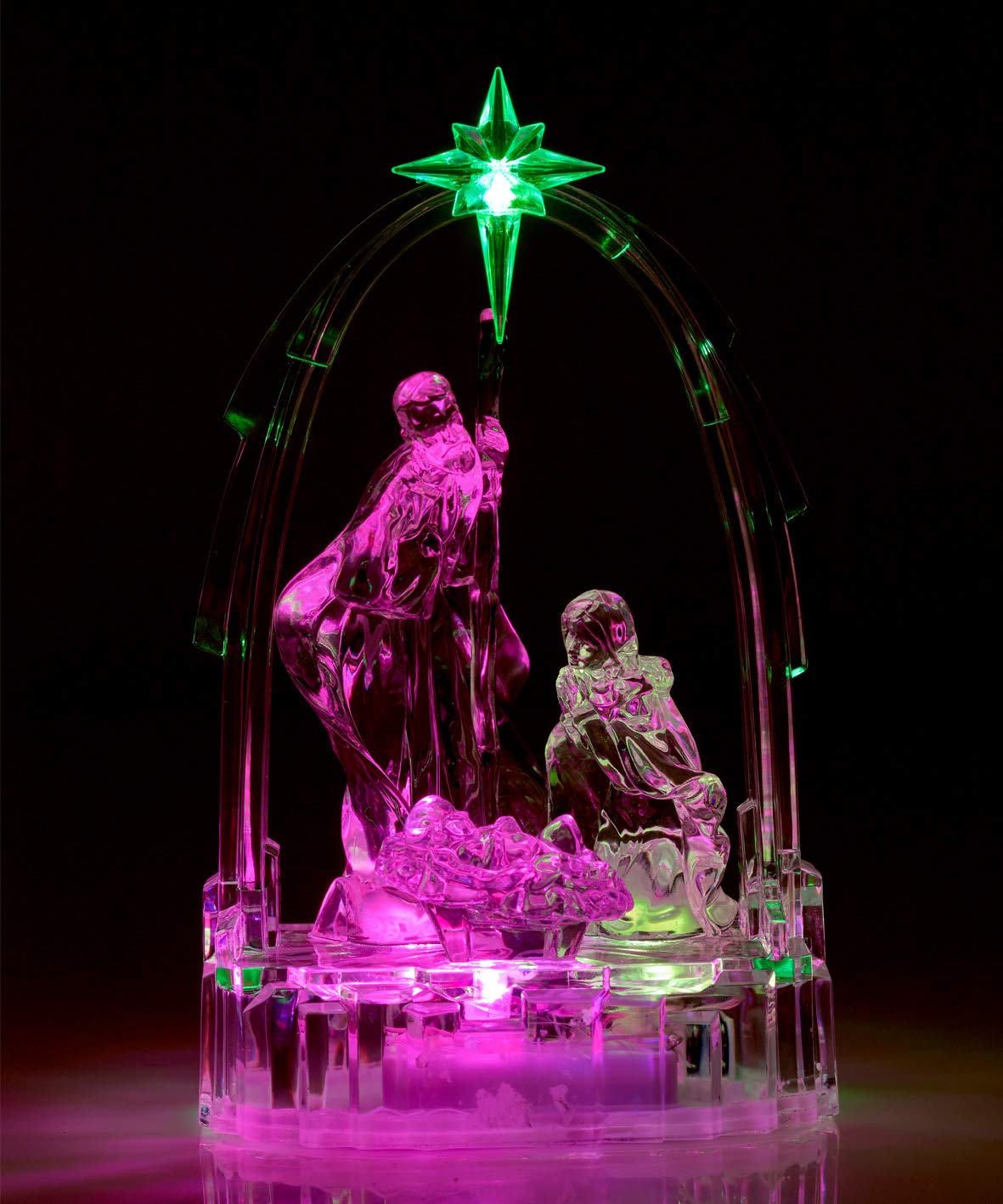 The Christmas Workshop 19.5cm clear acrylic LED Nativity scene