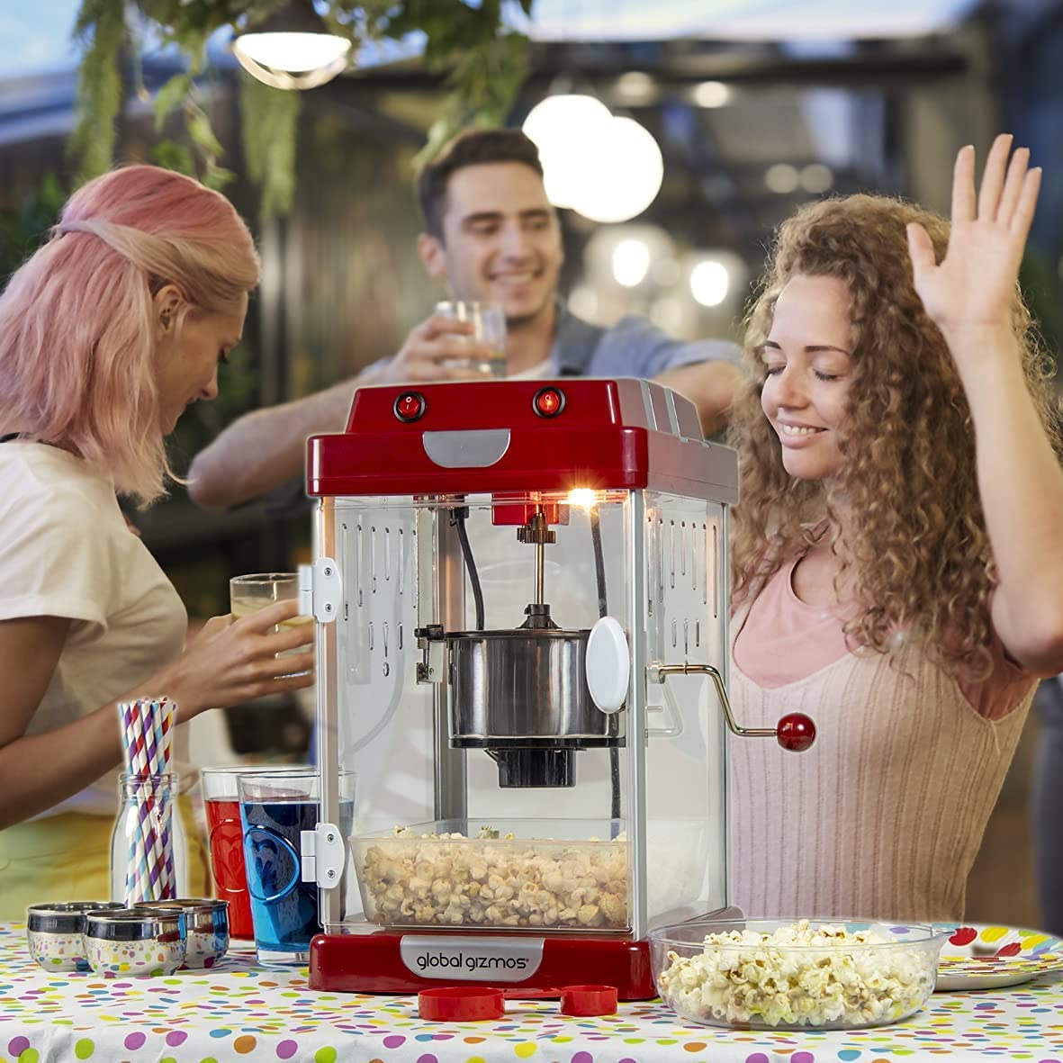 Global Gizmos red 4.5L cinema-style hot air popcorn maker