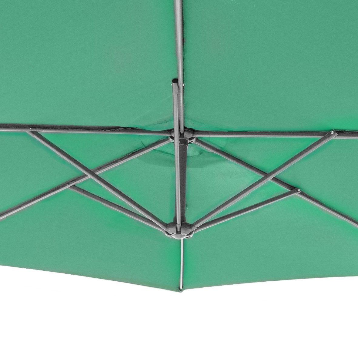 Green 3m cantilever garden parasol with crank mechanism