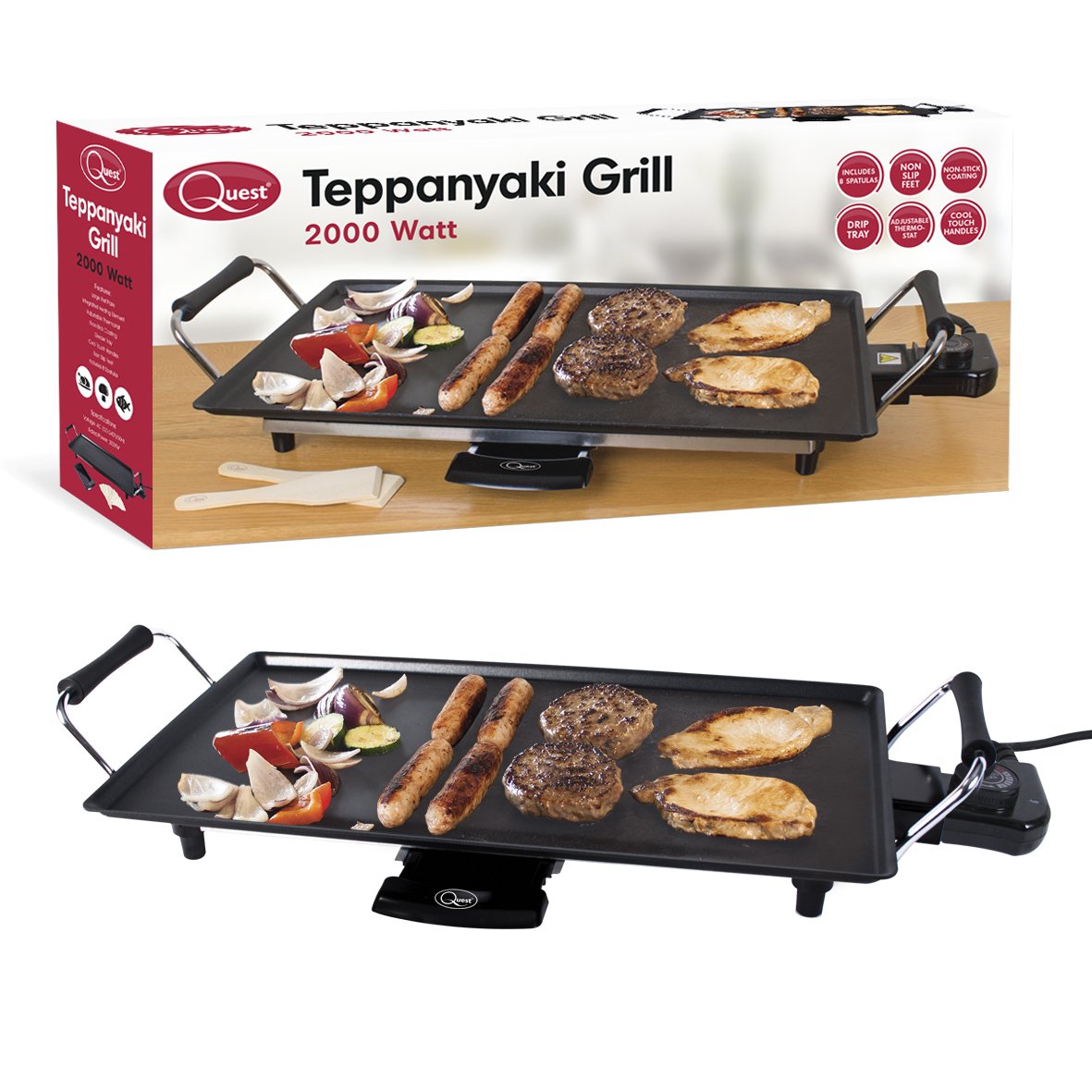 Large Quest electric teppanyaki grill black