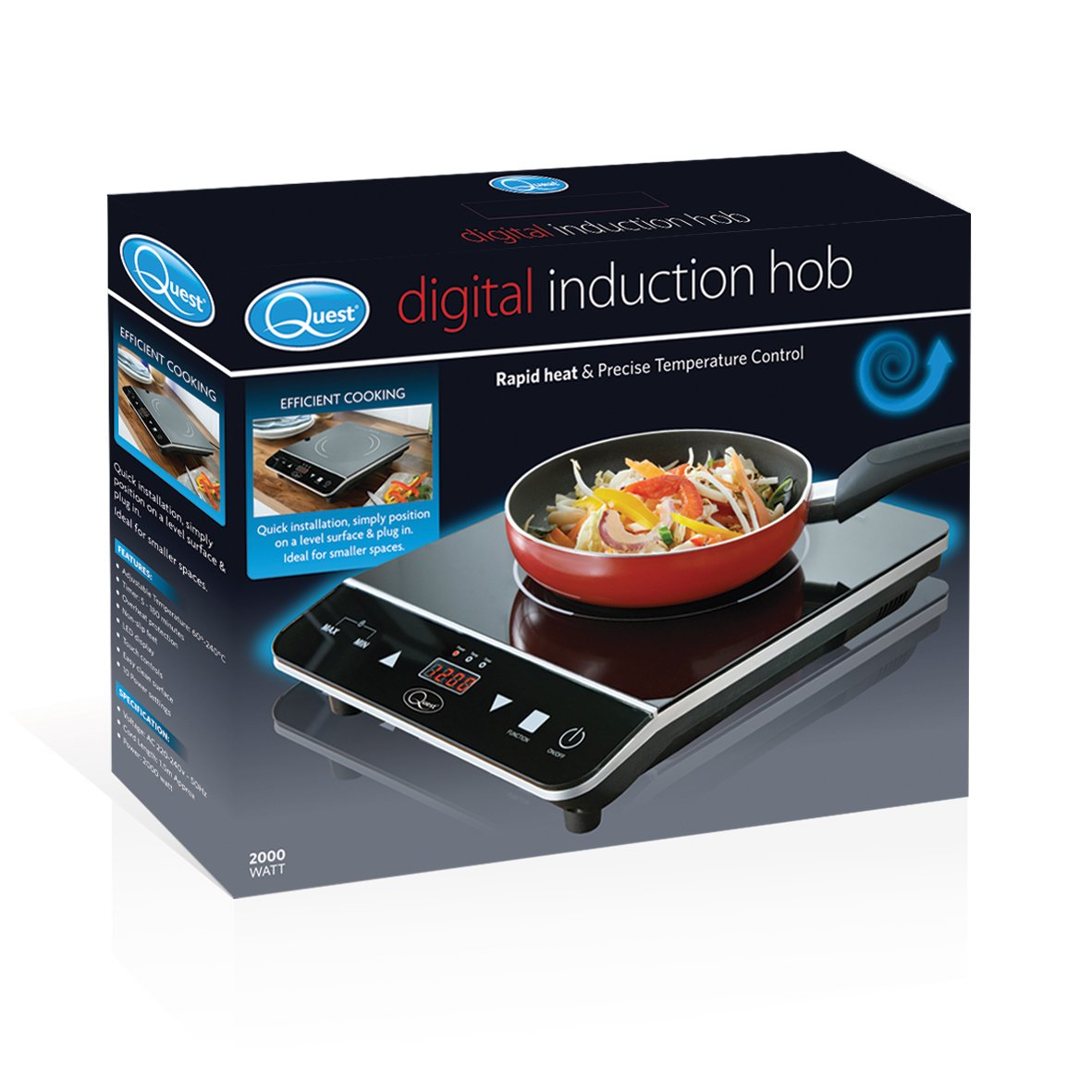 Quest digital induction hob for countertop cooking