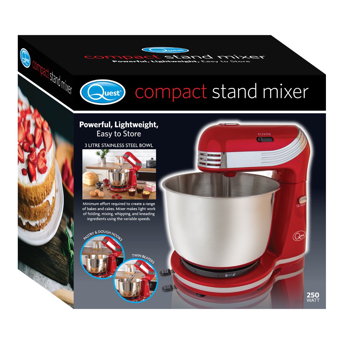 Quest 34460 red 3 litre stand mixer