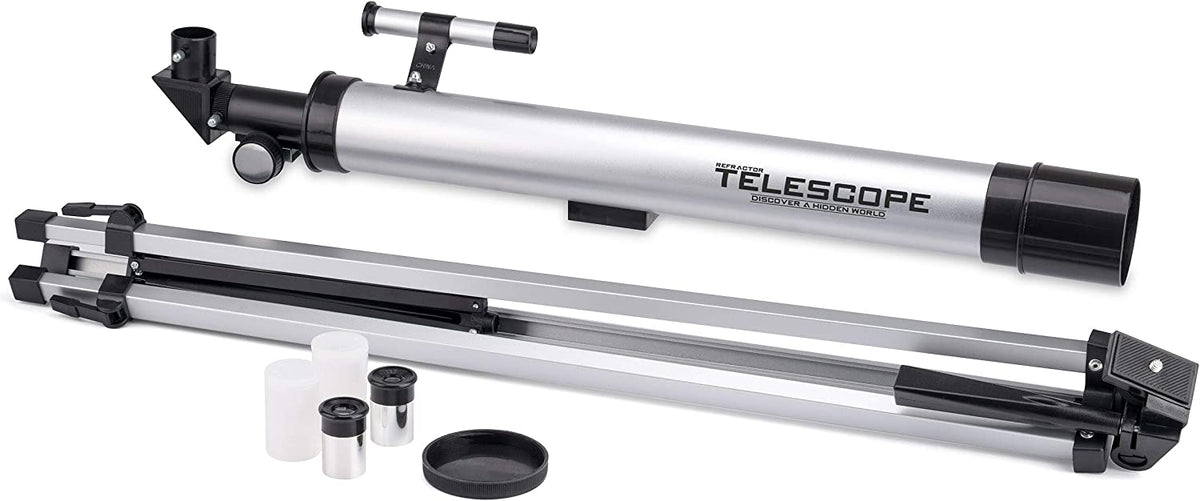 Kids Lightweight Refractor Telescope with Tripod, Silver