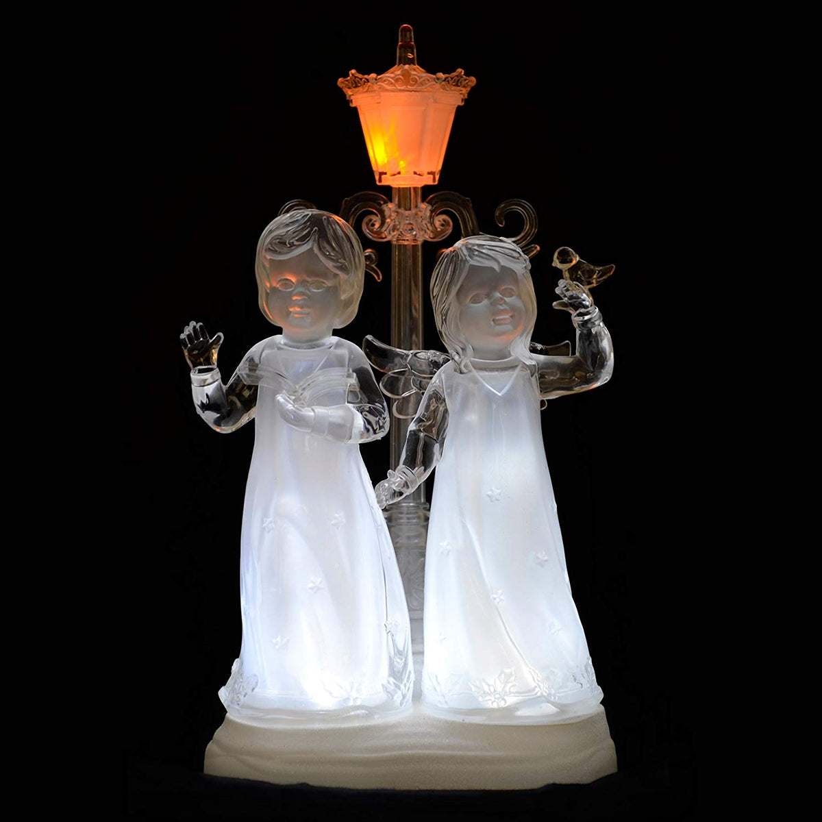 Light-up acrylic carol singer angel Christmas ornament
