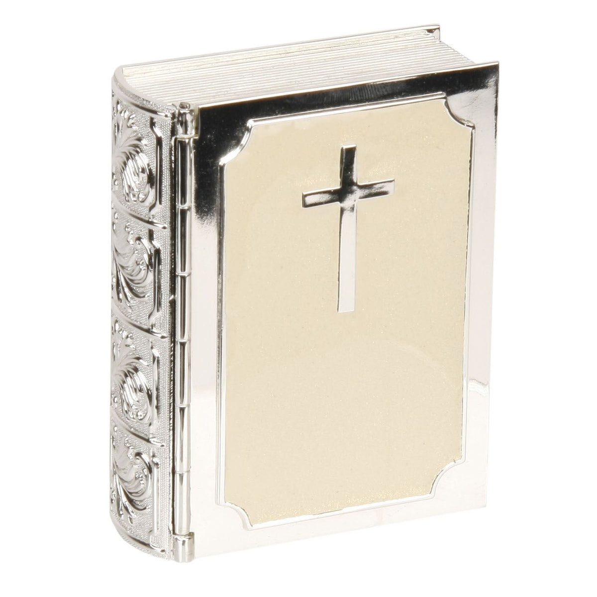 Juliana CG225 silver-plated Bible trinket keepsake box with cream epoxy
