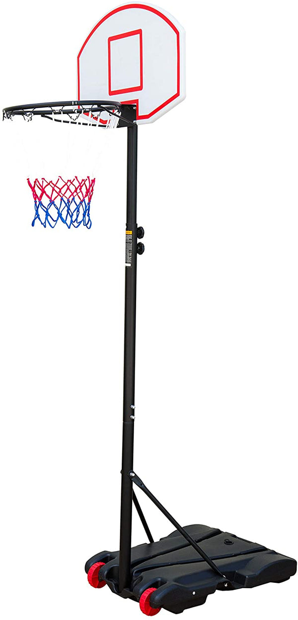 Adjustable Basketball Hoop / Set Between 1.79 To 2.13 Metres / Wheels For Added Portability / Steel Tubing & Rim With PE Backboard & Base / Weather Resistant Net