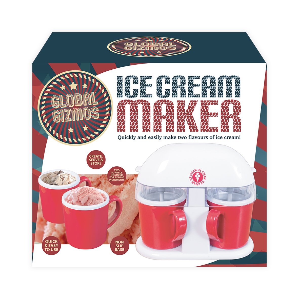 Double-cup ice cream and sorbet maker countertop appliance