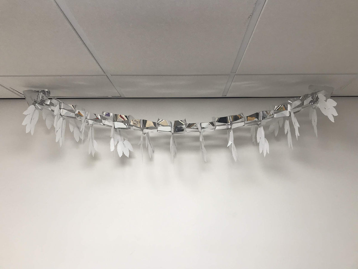 Silver white Christmas foil lantern decoration display