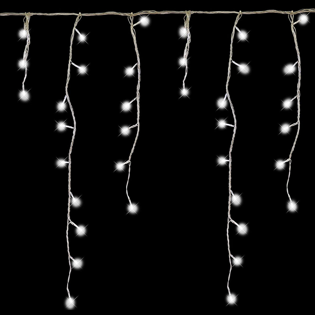 240 LED snowing icicle lights detail view