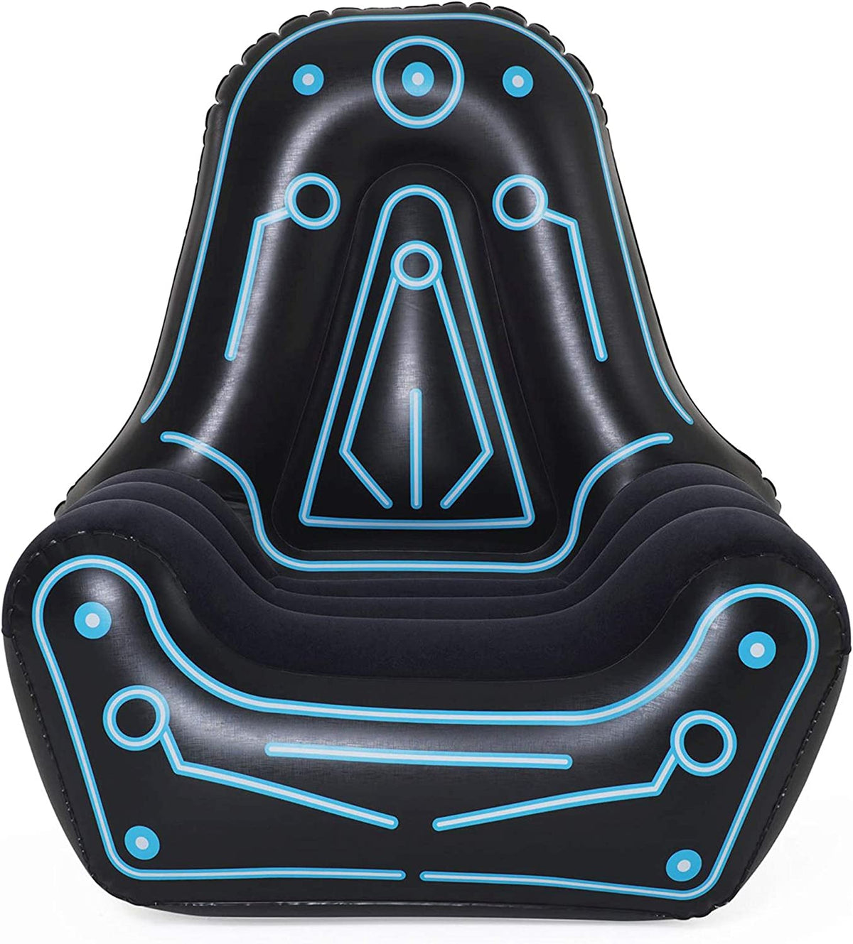 Black inflatable gaming chair with controller storage pocket