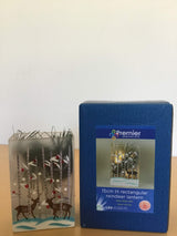 Rectangular reindeer vase with battery-operated warm white LEDs