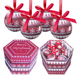 Red Nordic decoupage Christmas baubles alternate view