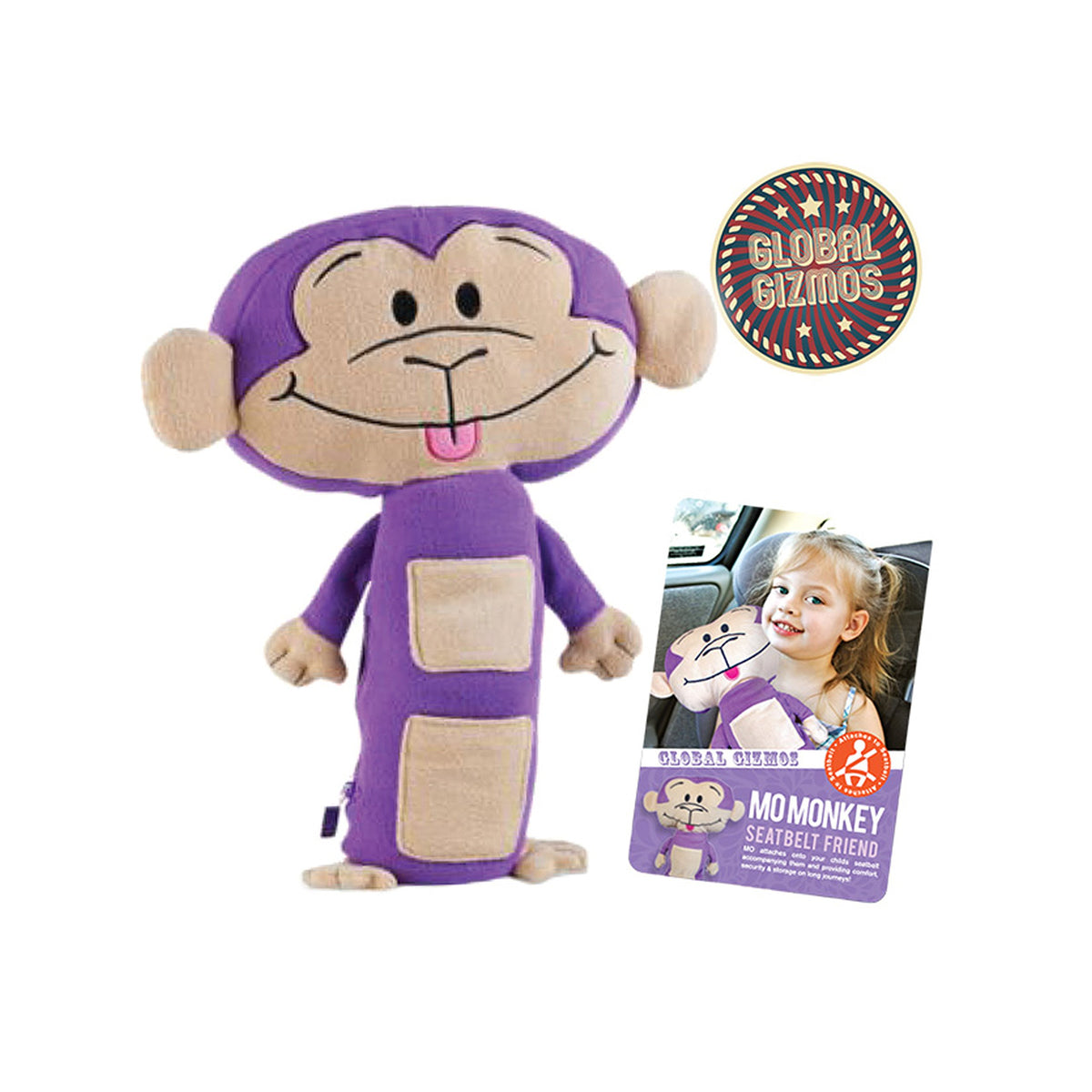 Kids monkey plush travel pillow for car journeys