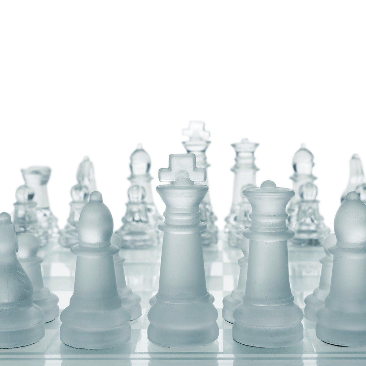 Glass chess and draughts game set detail