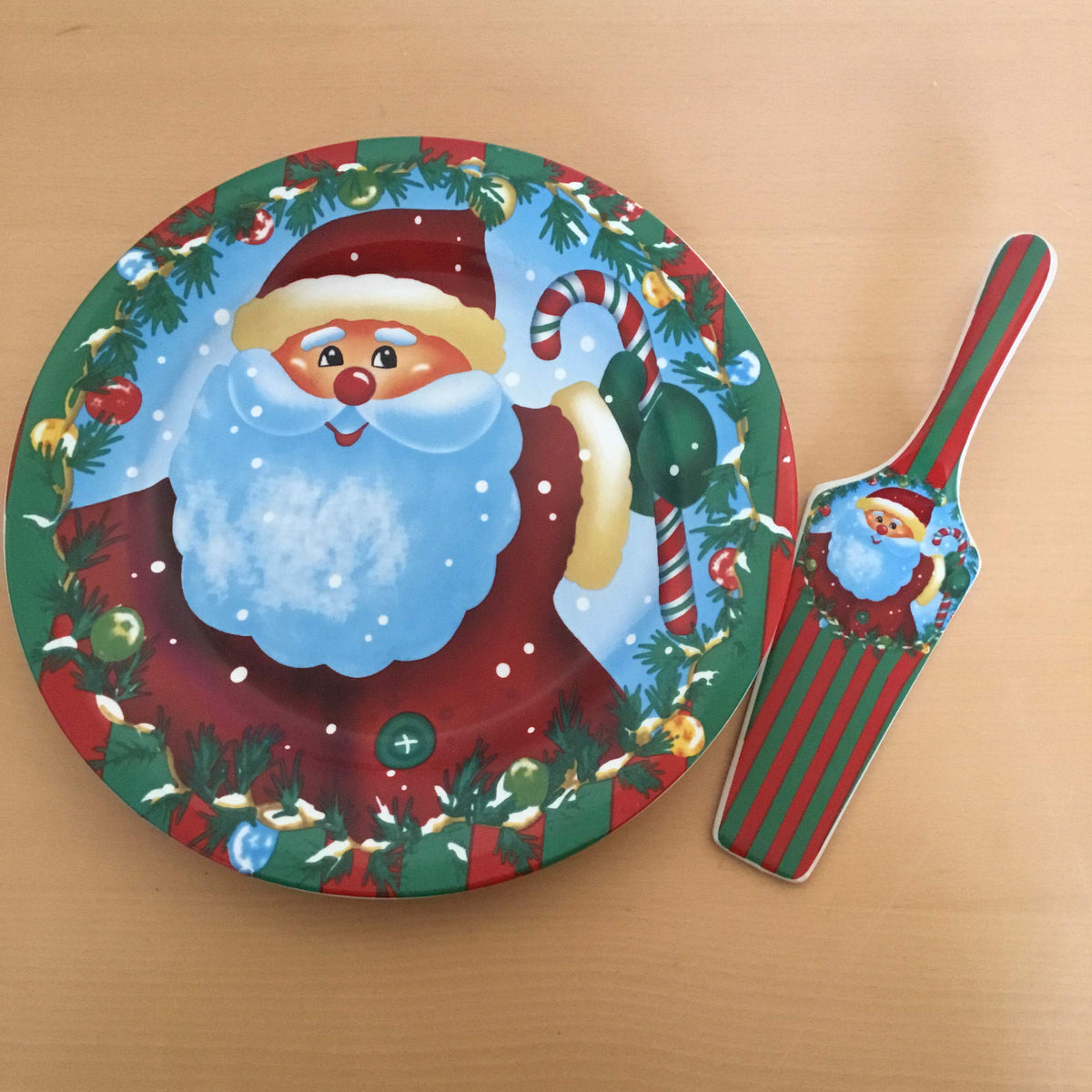 Premier 30cm Santa Claus Christmas cake plate with matching server