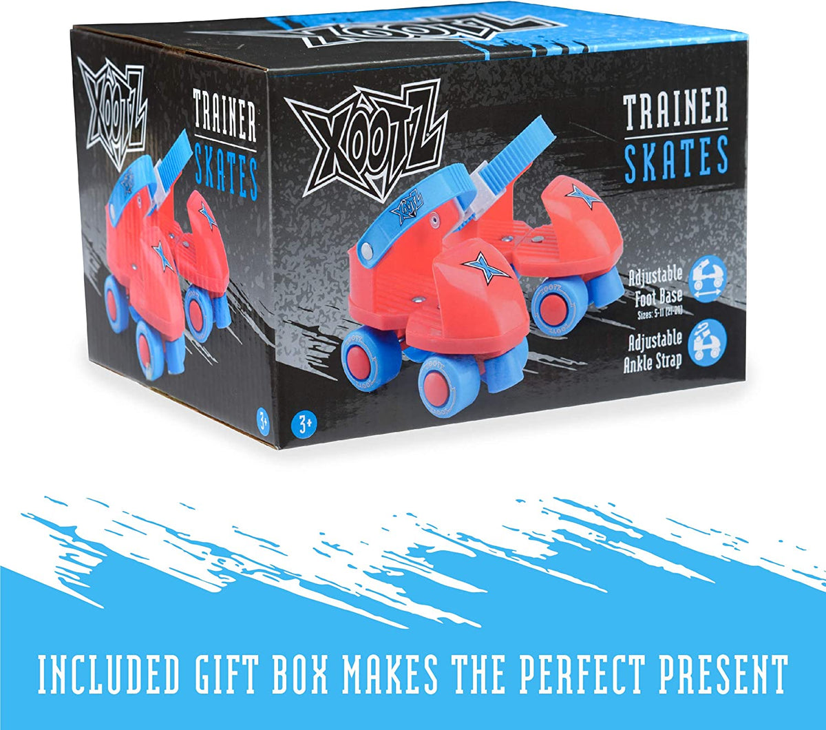 Beginner Trainer Skates, My First 4 Wheel Quad Roller Skates for Kids, Boys and Girls