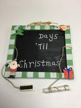 Two wooden countdown to Christmas chalkboards 21 x 19cm