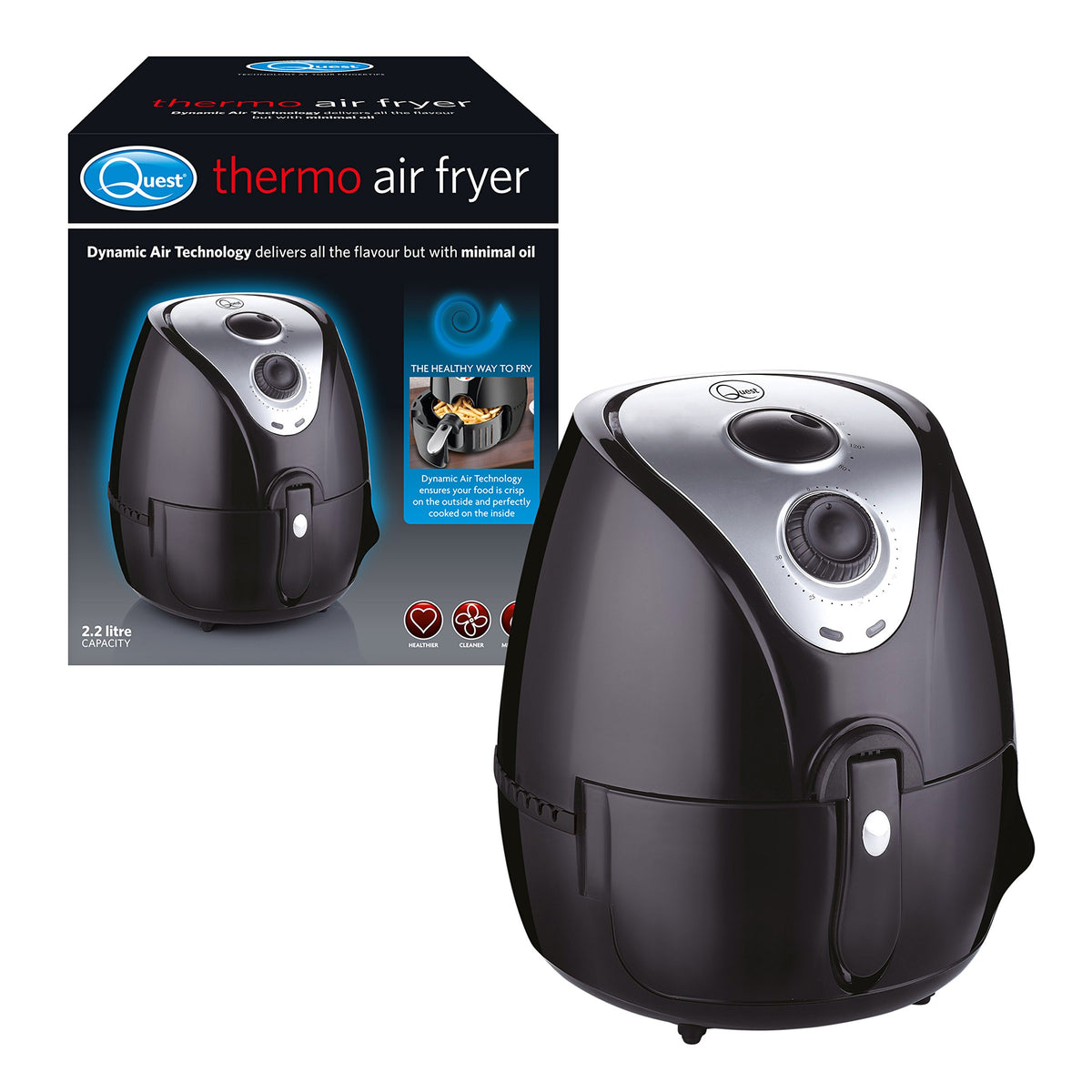 Quest compact air fryer with adjustable temperature control