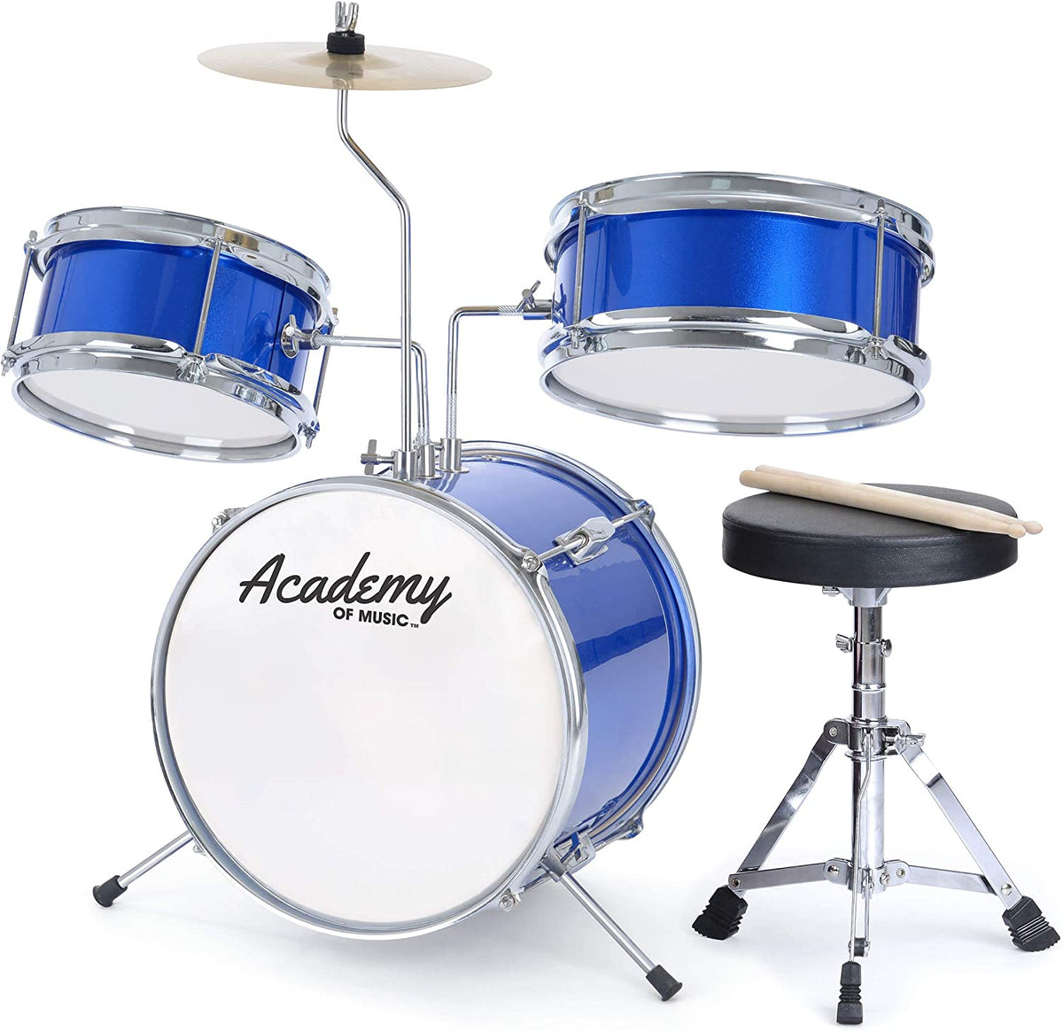 Children's drum set with bass drum snare tom-tom and cymbal