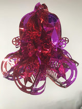 Red purple Christmas foil bell with hanging loop