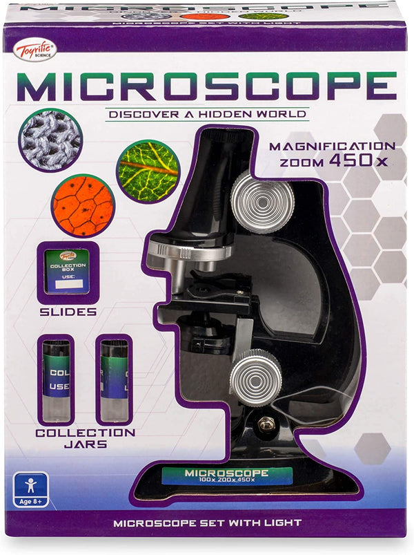 Kids Microscope Set Kit with Light and 100x, 200x, 450x Magnification