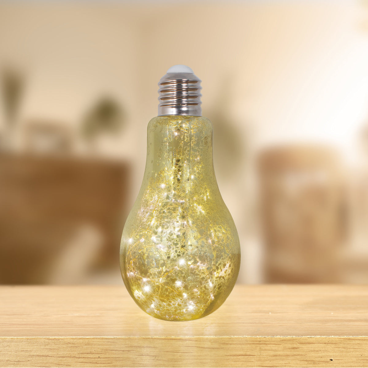 Gold decorative glass lightbulb lamp with 20 LEDs