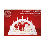 43cm white wooden illuminated Christmas candle bridge for indoor display