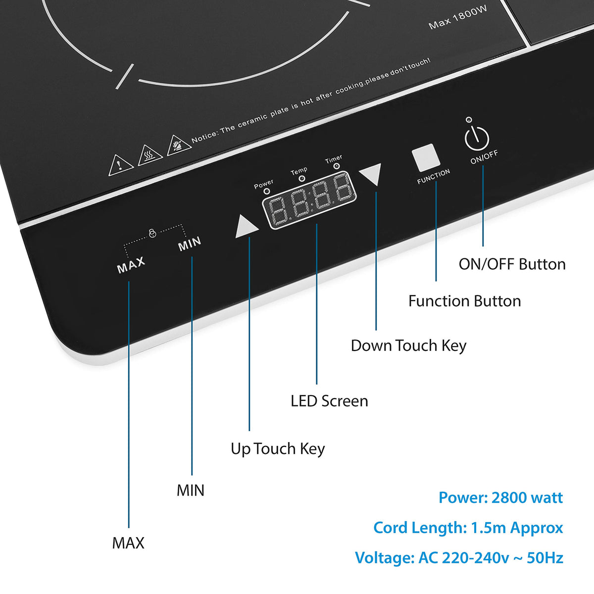Quest 35840 induction hob touch control panel