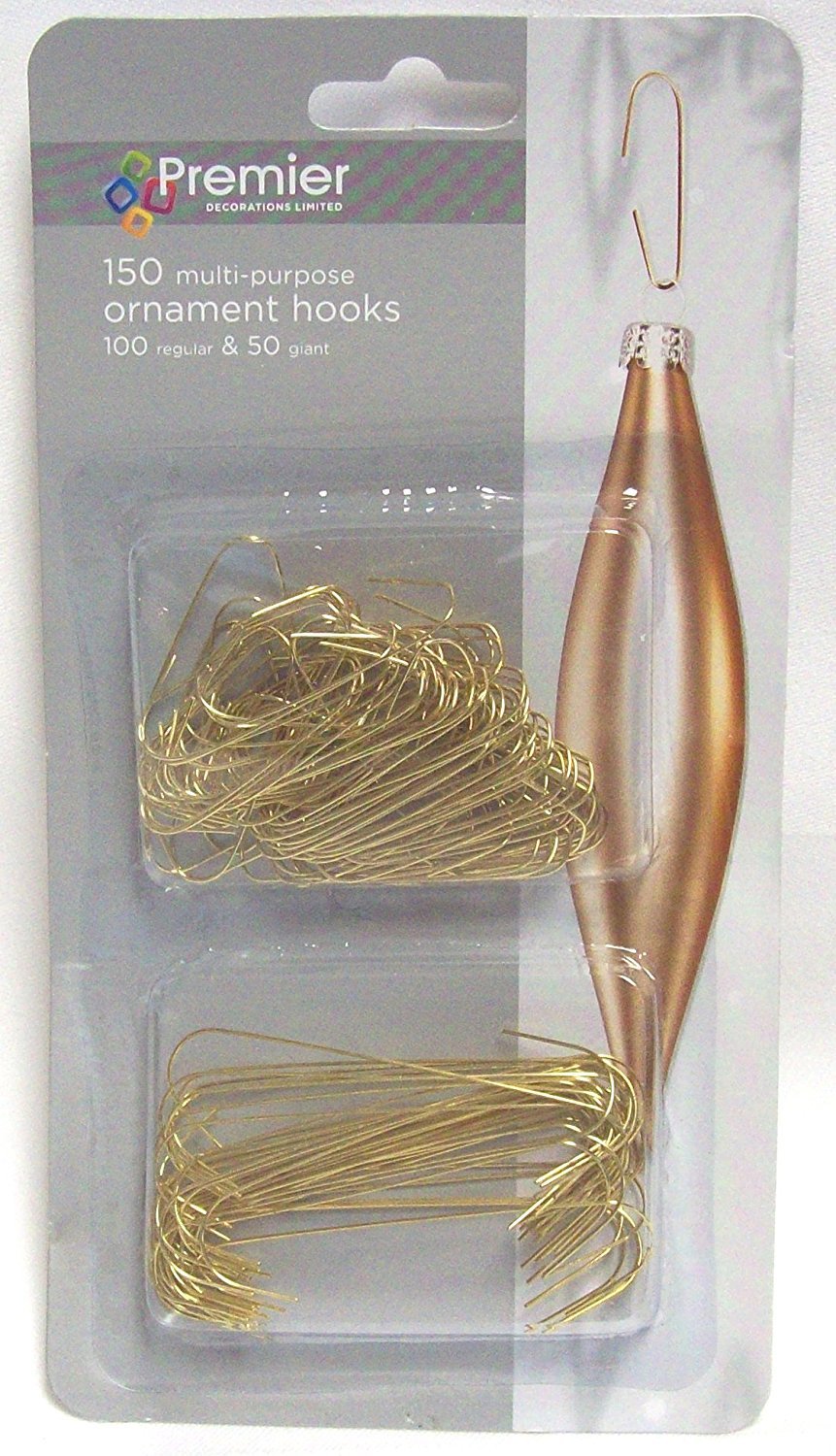 150 gold Christmas tree bauble hooks with 50 giant and 100 regular hooks