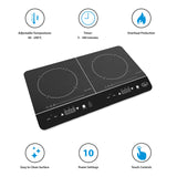 Quest twin induction hob with 10 temperature levels