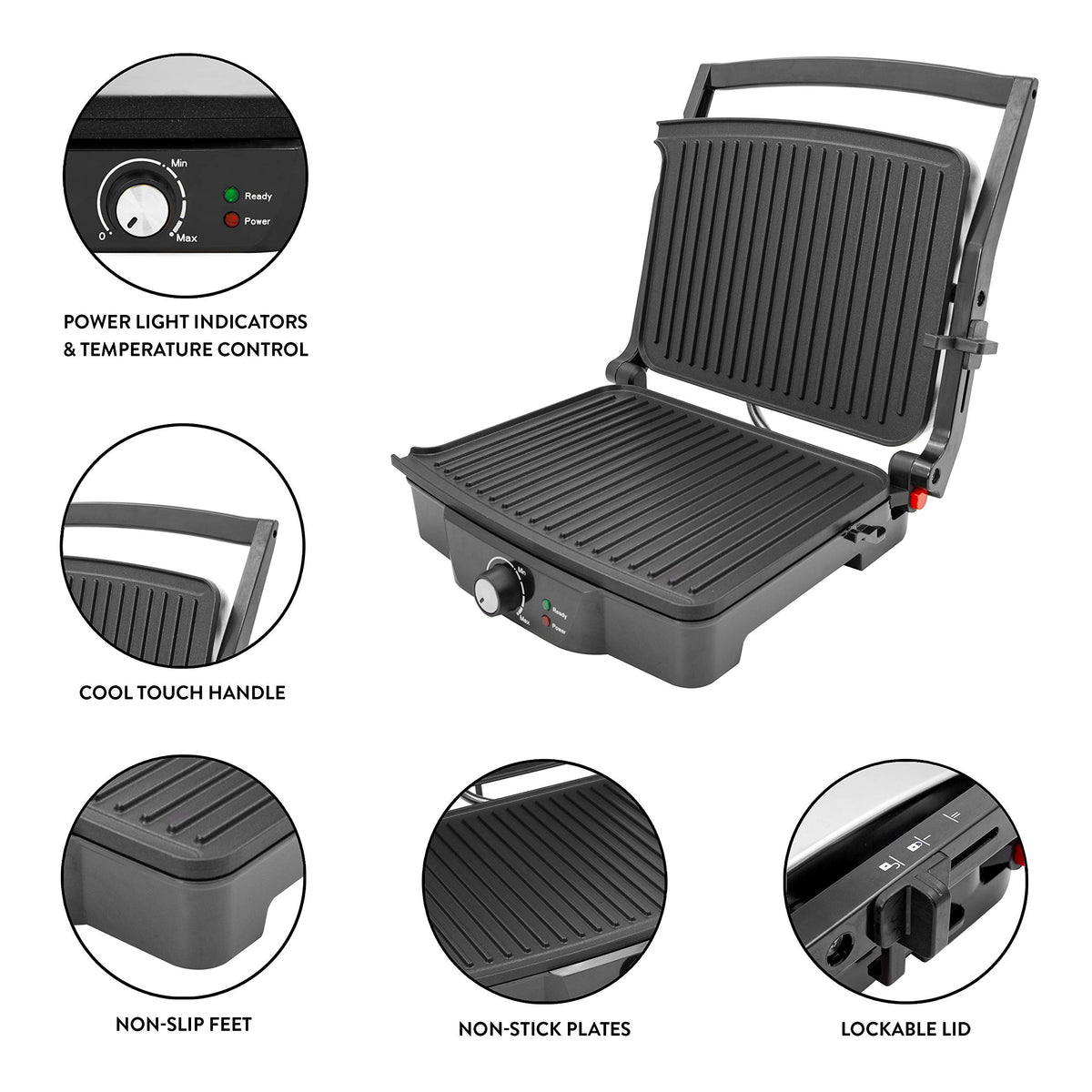 Quest stainless steel panini and health grill