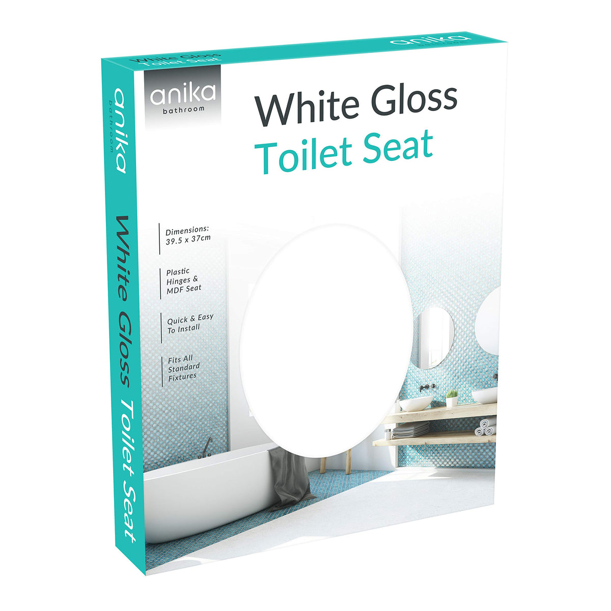 Anika white toilet seat 92270 front view