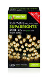 200 warm white LED Supabright tree lights with green cable