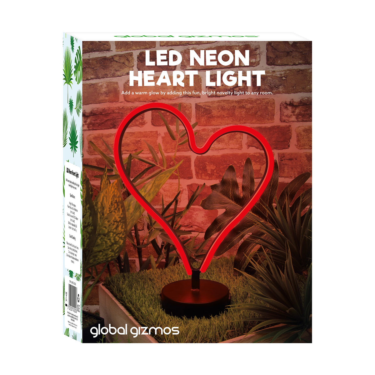 LED heart light powered by batteries or 5V DC adapter