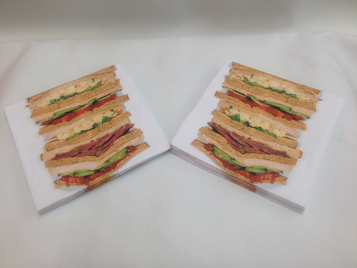 Pack of 20 sandwich design paper napkins 33 x 33cm