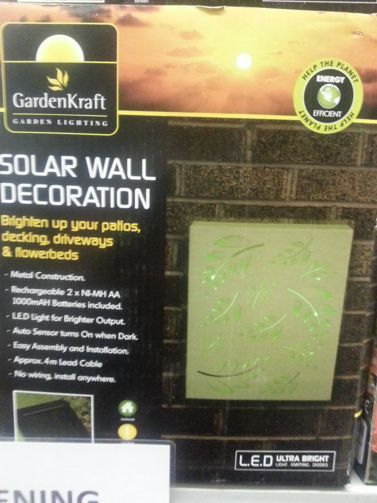 Decorative solar wall light with colourful metal design