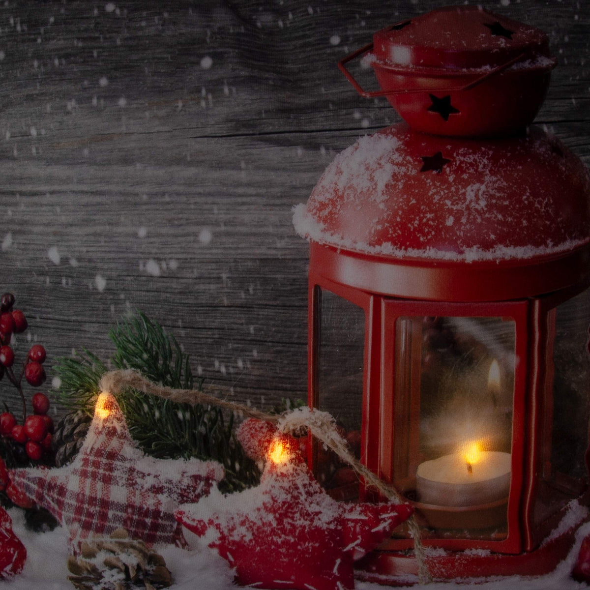 LED Christmas cushion snowy lantern design