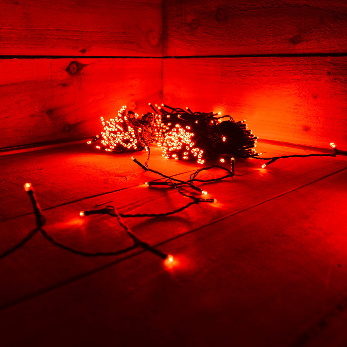 Red LED Christmas string lights with multifunction controller