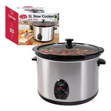 Quest stainless steel 5 litre slow cooker with glass lid