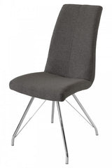 Dark grey Madelina fabric dining chair with chrome frame