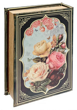 Back of mirrored floral storage book box 30.5cm