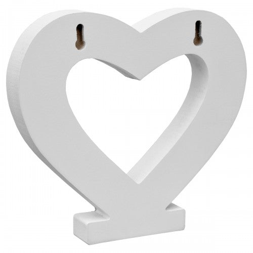 Back view of mosaic glass standing heart decoration with hanging slots