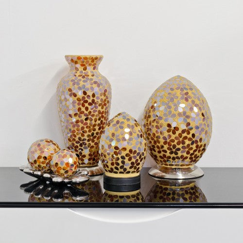 Febland brown flower Mini Egg mosaic glass table lamp