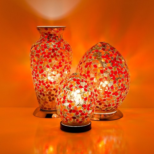 Febland red flower mosaic glass lamps Mini Egg Medium Egg and Vase